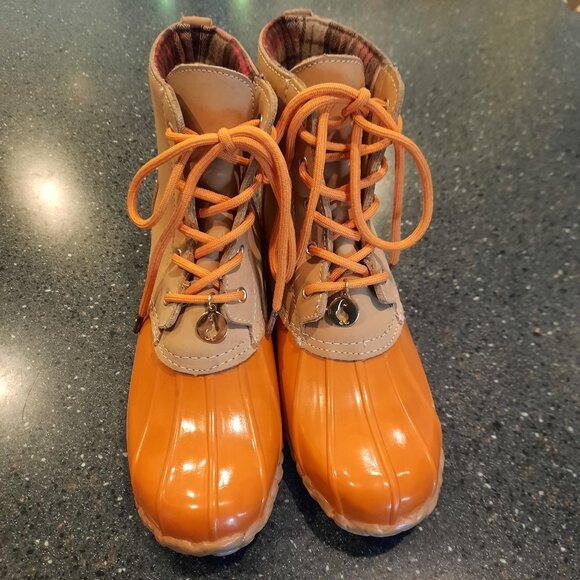 Sporto Original High Top Duck Boots in Orange, Size 8 - Picture 1 of 14